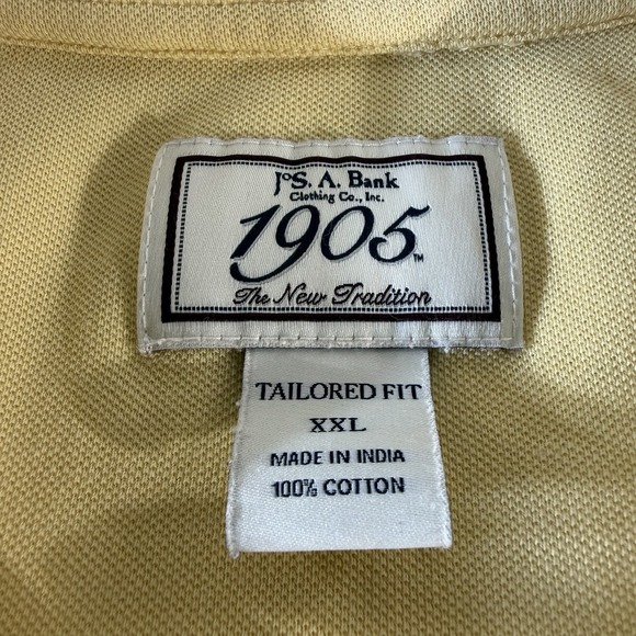 J.S.A. Bank 1905 Polo Shirt XXL Yellow Tailored Fit 100% Cotton Short Sleeve - Picture 3 of 11